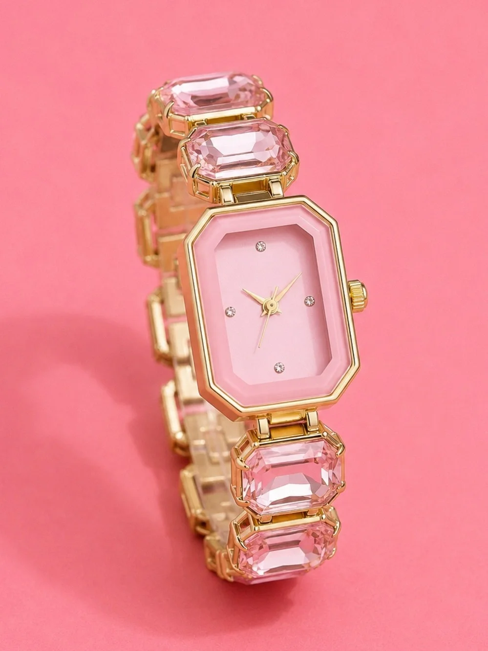 Luxury Gem Pink Crystal Watch